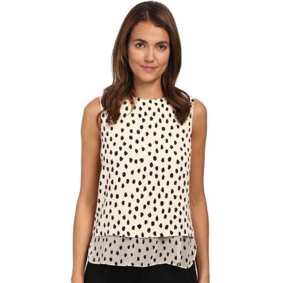 kate spade Tops - Kate Spade Silk Black Creamy White Sleeveless Blouse S